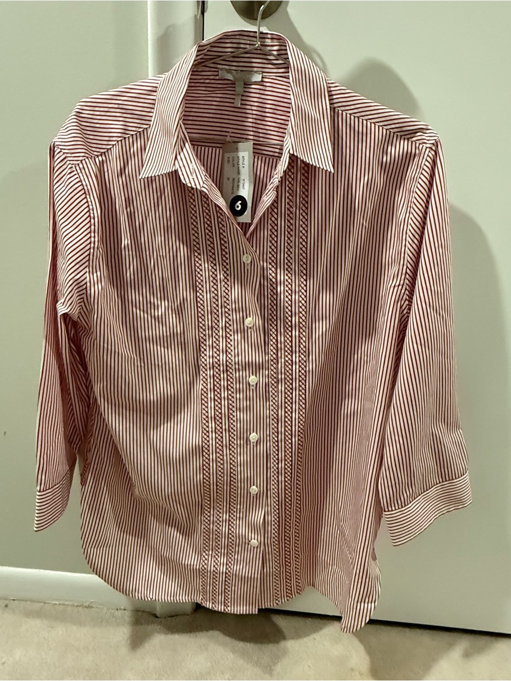 NWT Hinson Wu Red and White Striped Button-Up Shirt